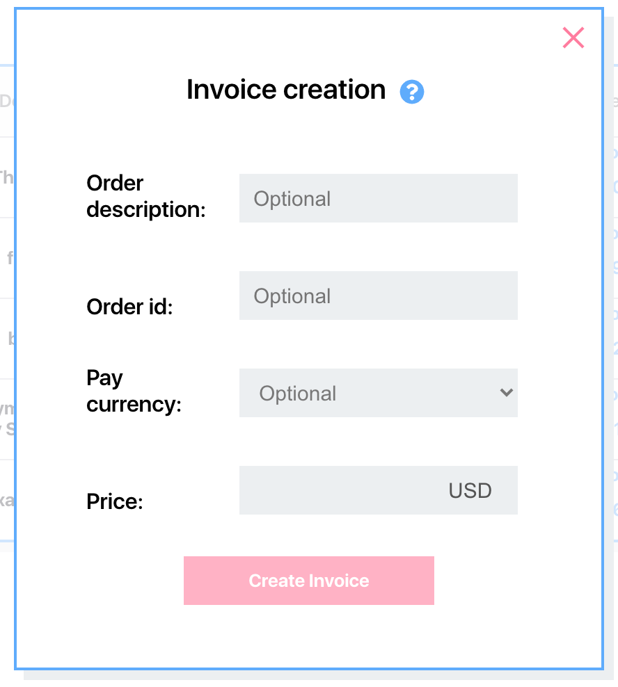 Payments in crypto invoice