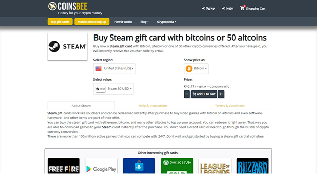 How to buy a Steam gift card with Bitcoin?