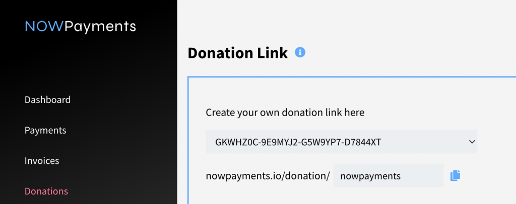 Crypto donation link