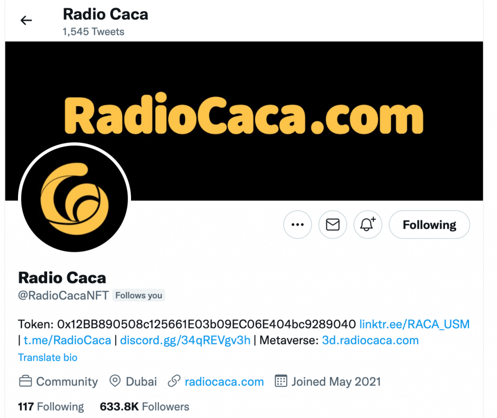 Radio Caca Official Twitter Account