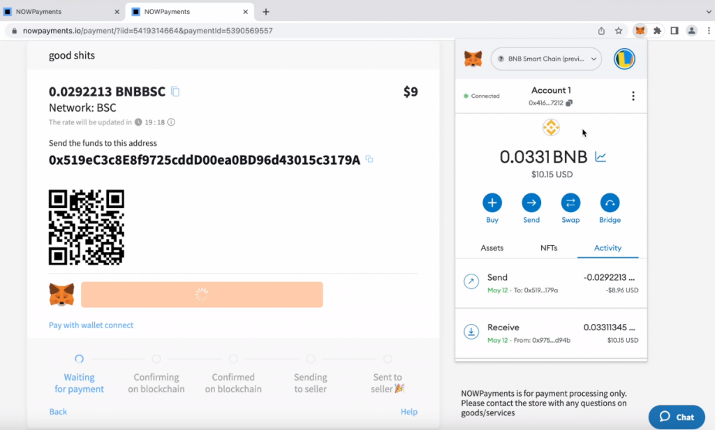 Payments with Metamask