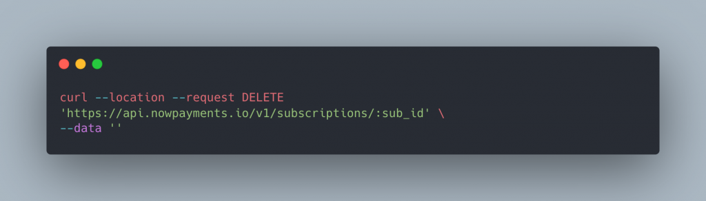 DELETE Delete recurring payment
