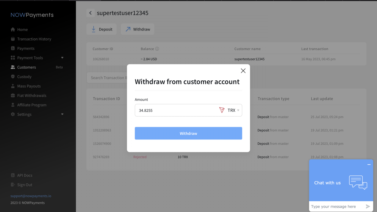 Streamlined Withdrawal Feature