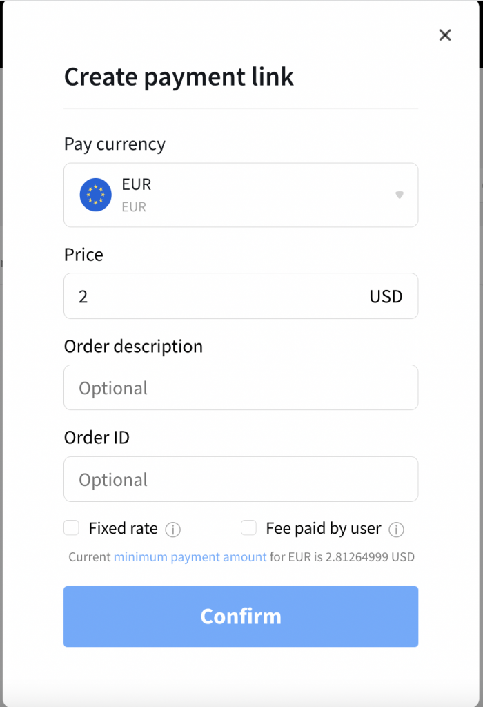 Reduced Minimum Payment Amount for Fiat Crypto Payments