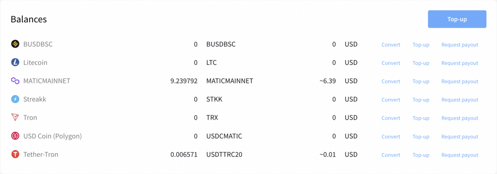Fiat Equivalent for Custody Balances