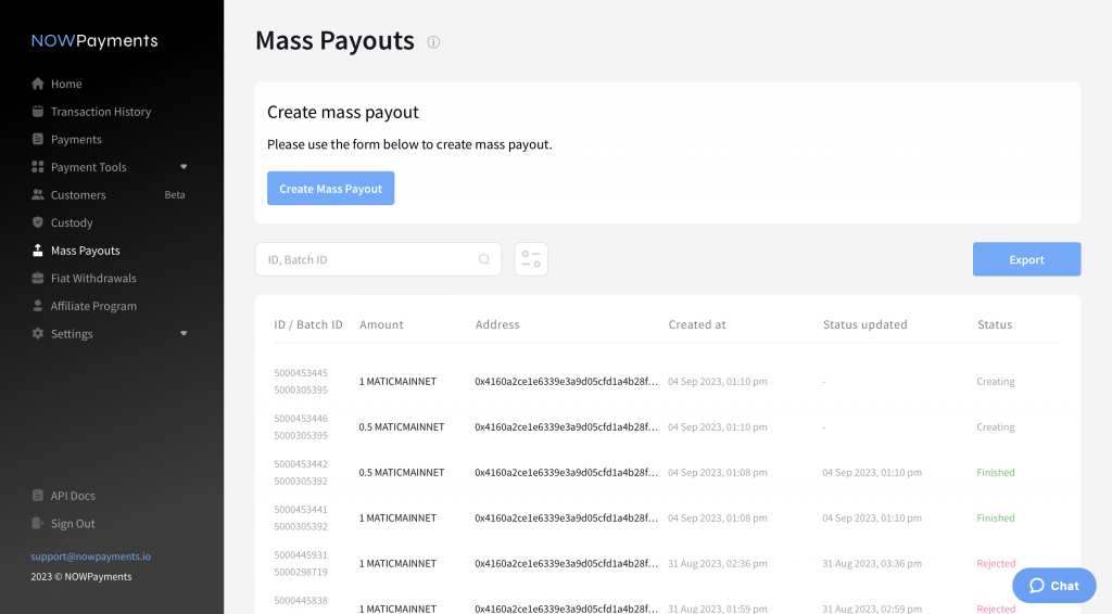 Revamped Mass Payments Section