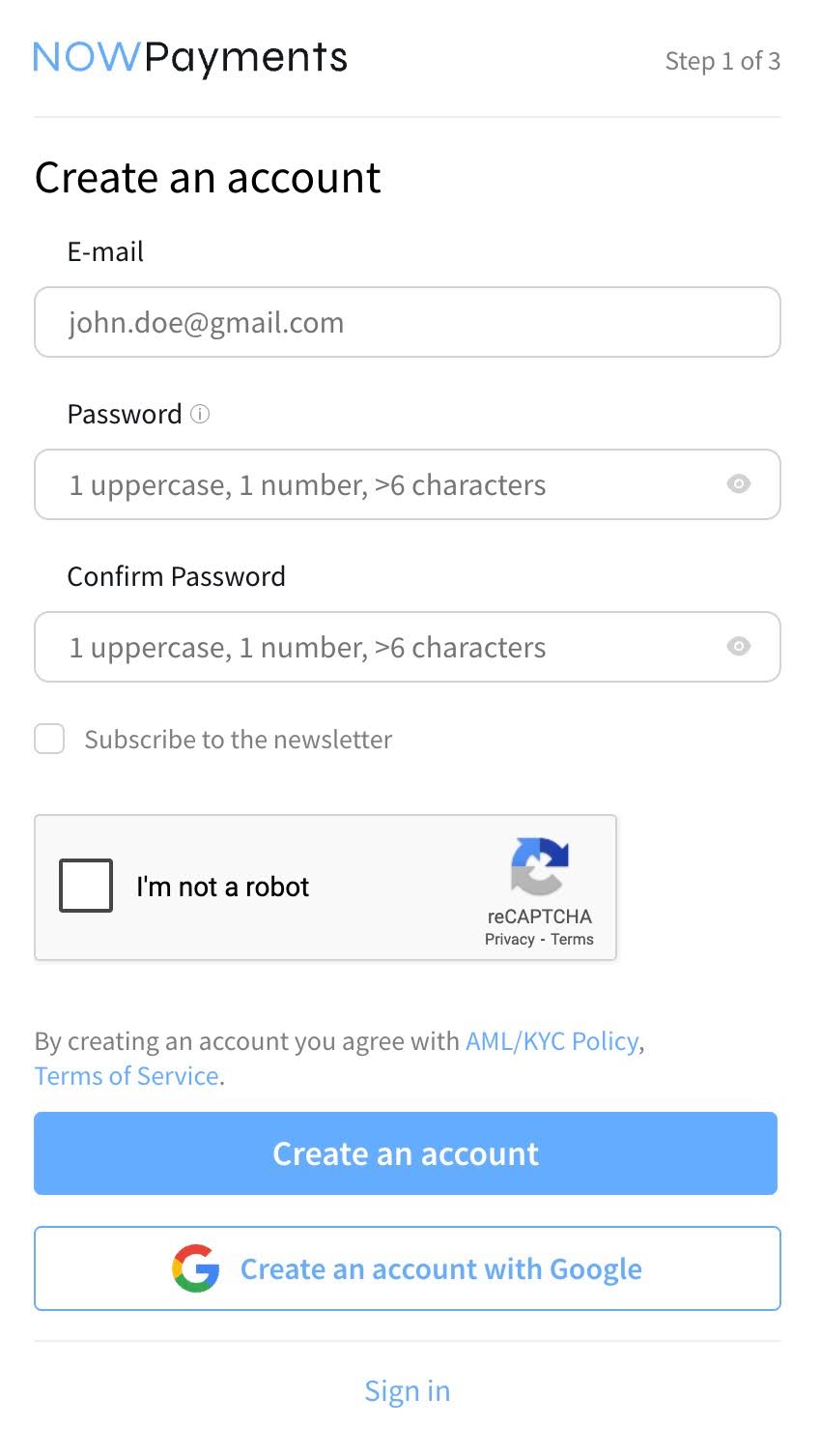 Reset password button